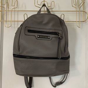Faux leather grey backpack